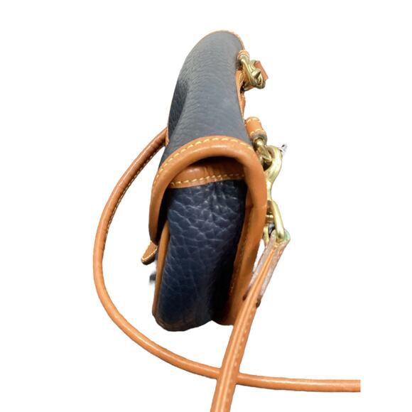 VTG Dooney&Bourke Purse/Small Crossbody Women’s 1Size Genuine Leather Navy&Brown - Picture 3 of 9